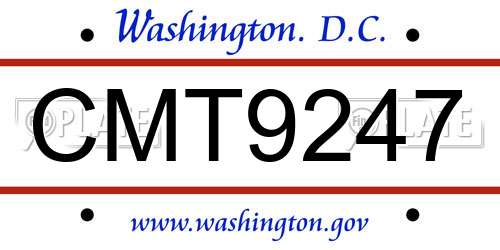 CMT9247 District Of Columbia License Plate