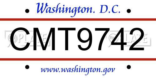 CMT9742 District Of Columbia License Plate