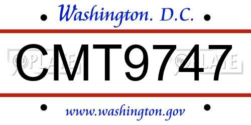 CMT9747 District Of Columbia License Plate
