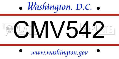 CMV542 District Of Columbia License Plate