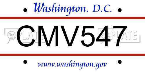 CMV547 District Of Columbia License Plate