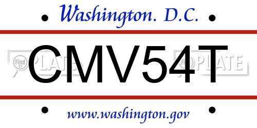 CMV54T District Of Columbia License Plate