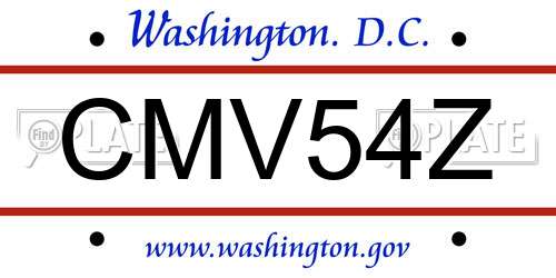 CMV54Z District Of Columbia License Plate