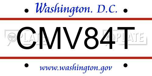 CMV84T District Of Columbia License Plate
