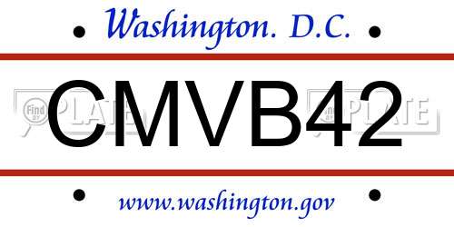 CMVB42 District Of Columbia License Plate