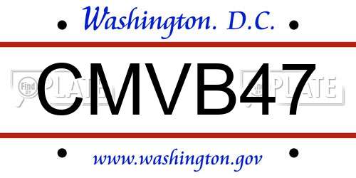 CMVB47 District Of Columbia License Plate