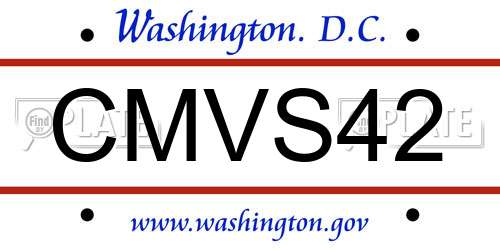 CMVS42 District Of Columbia License Plate