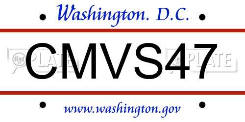 CMVS47 District Of Columbia License Plate