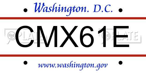 CMX61E District Of Columbia License Plate