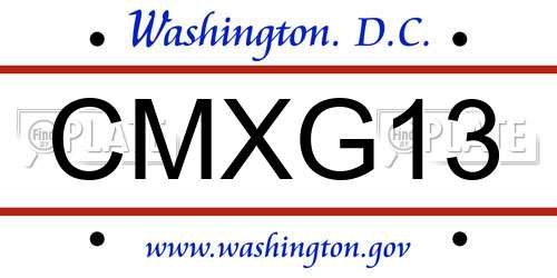 CMXG13 District Of Columbia License Plate