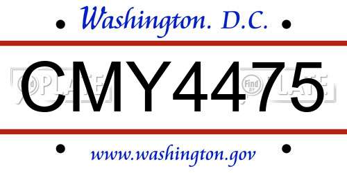 CMY4475 District Of Columbia License Plate