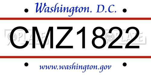 CMZ1822 District Of Columbia License Plate