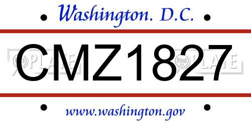 CMZ1827 District Of Columbia License Plate