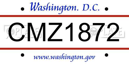 CMZ1872 District Of Columbia License Plate