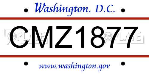 CMZ1877 District Of Columbia License Plate