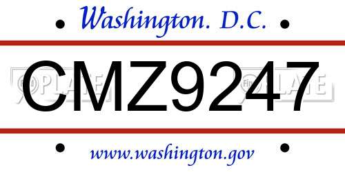 CMZ9247 District Of Columbia License Plate