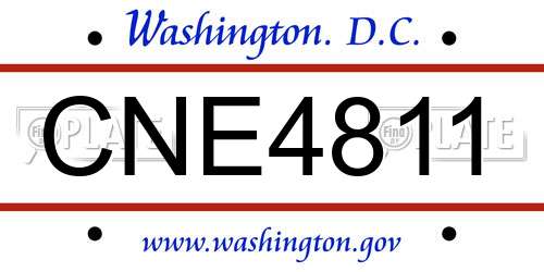 CNE4811 District Of Columbia License Plate