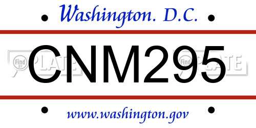 CNM295 District Of Columbia License Plate