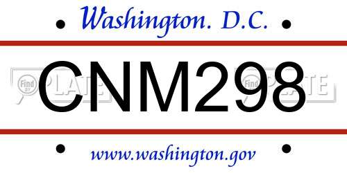 CNM298 District Of Columbia License Plate