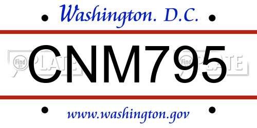 CNM795 District Of Columbia License Plate