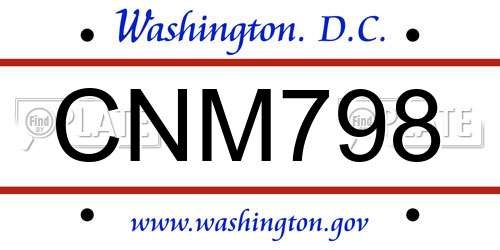 CNM798 District Of Columbia License Plate