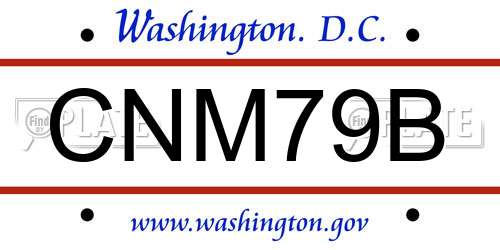 CNM79B District Of Columbia License Plate
