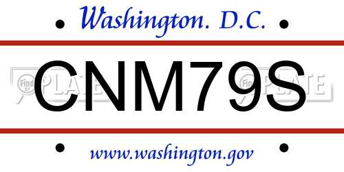 CNM79S District Of Columbia License Plate