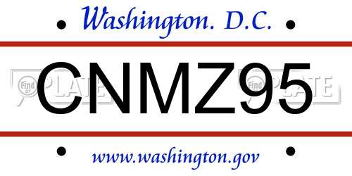 CNMZ95 District Of Columbia License Plate