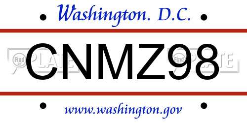 CNMZ98 District Of Columbia License Plate