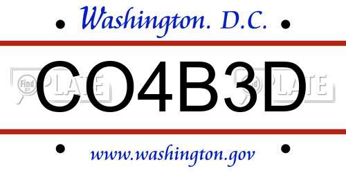 CO4B3D District Of Columbia License Plate