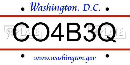 CO4B3Q District Of Columbia License Plate