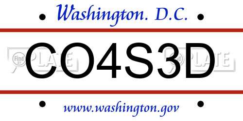 CO4S3D District Of Columbia License Plate