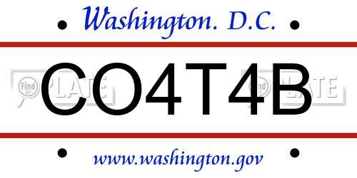 CO4T4B District Of Columbia License Plate