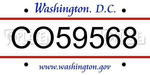 CO59568 District Of Columbia License Plate