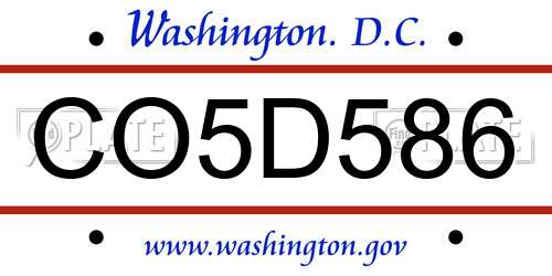 CO5D586 District Of Columbia License Plate