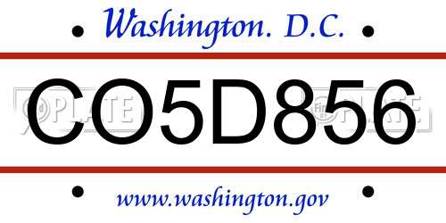 CO5D856 District Of Columbia License Plate