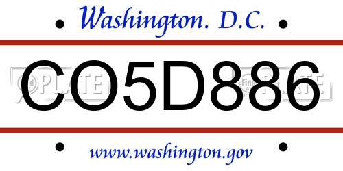 CO5D886 District Of Columbia License Plate