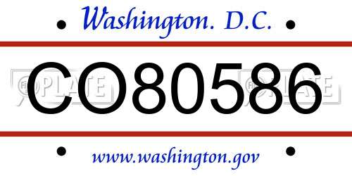 CO80586 District Of Columbia License Plate