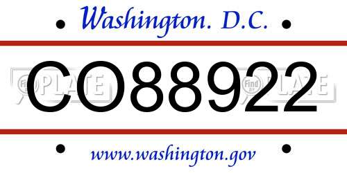 CO88922 District Of Columbia License Plate