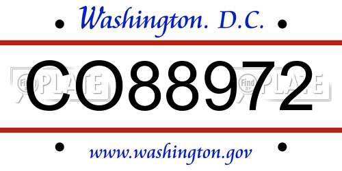 CO88972 District Of Columbia License Plate