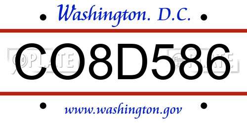 CO8D586 District Of Columbia License Plate