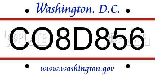 CO8D856 District Of Columbia License Plate