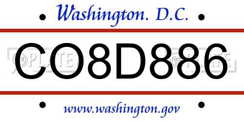 CO8D886 District Of Columbia License Plate