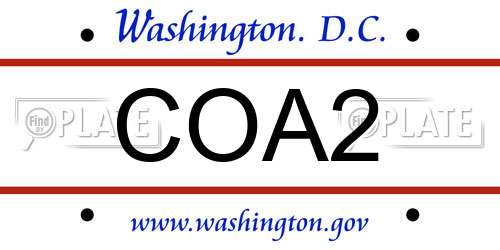 COA2 District Of Columbia License Plate