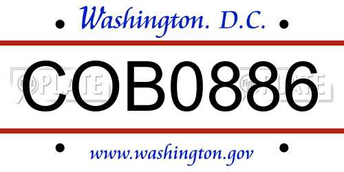 COB0886 District Of Columbia License Plate