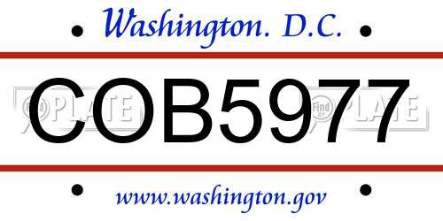 COB5977 District Of Columbia License Plate