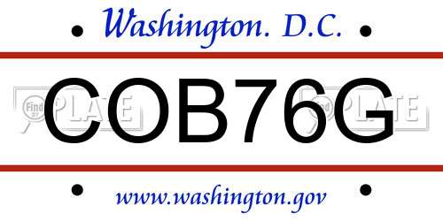 COB76G District Of Columbia License Plate