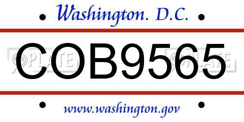 COB9565 District Of Columbia License Plate