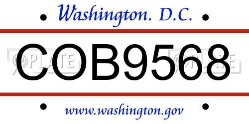 COB9568 District Of Columbia License Plate