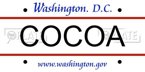 COCOA District Of Columbia License Plate